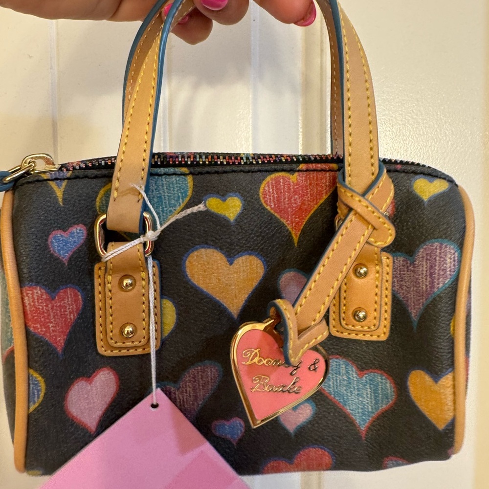 Vintage Y2K Dooney & Bourke Y2K Heart Print Mini Barrel Bag - Picture 10 of 11